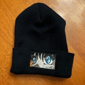 Black Beanie with Anime Eye Design - Hook Ups